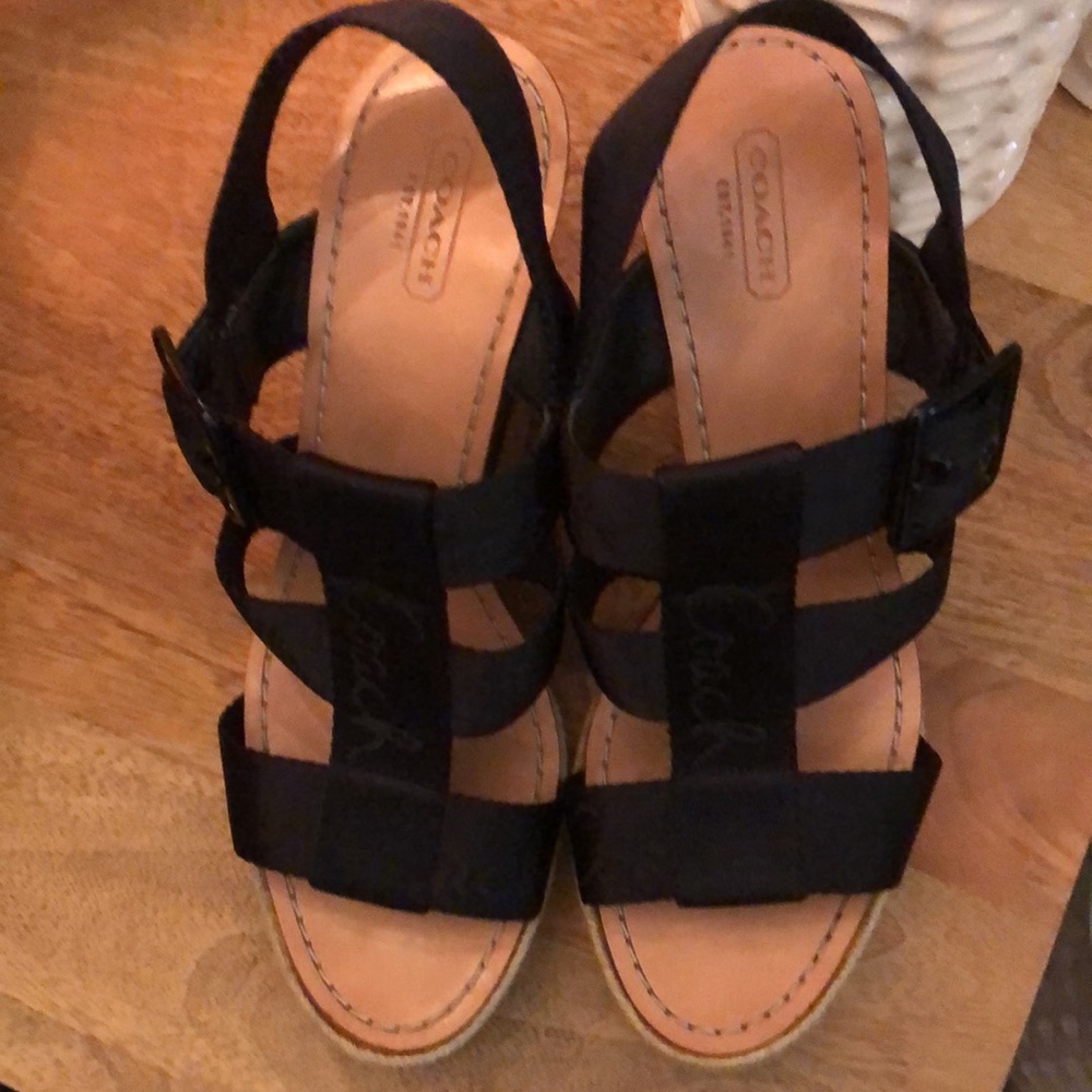 Coach Women's Black Strappy Slingback Sandals